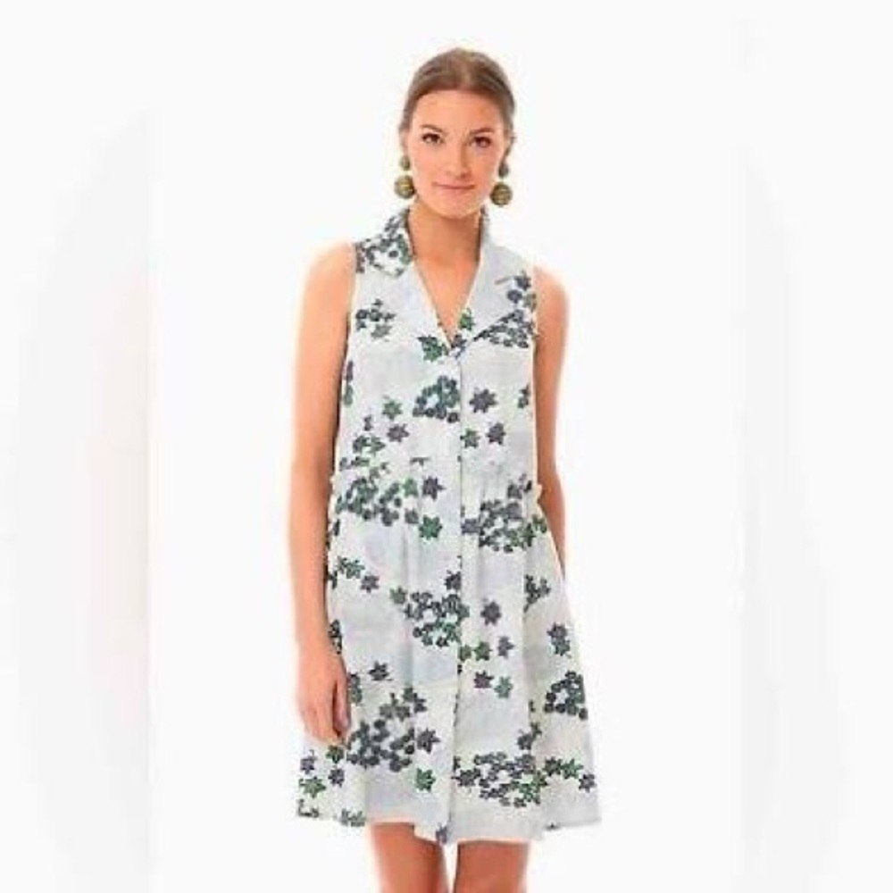 Tuckernuck Blue, Green and White Sleeveless V-Neck Sundress